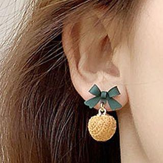 Alloy Bow Bobble Dangle Earring