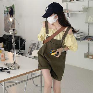 Puff-sleeve Cold-shoulder Blouse / Jumper Shorts