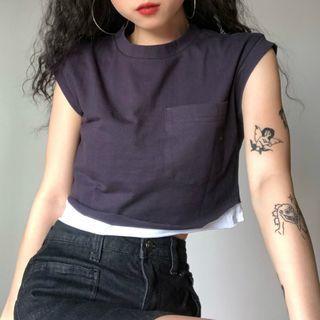 Mock Two-piece Sleeveless Cropped Top