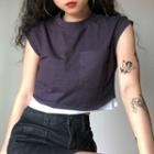 Mock Two-piece Sleeveless Cropped Top