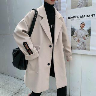 Lettering Loose-fit Long Coat