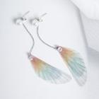 925 Sterling Silver Faux Pearl Mesh Wings Dangle Earring 1 Pair - As Shown In Figure - One Size