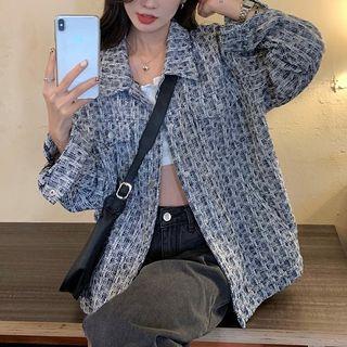 Button-up Jacket Print - Blue - One Size
