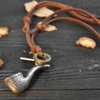Pipe Genuine Leather Necklace Coffee - One Size