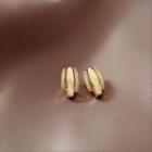 Rhinestone Shell Layered Alloy Open Hoop Earring 1 Pair - Gold - One Size