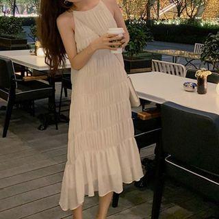 Sleeveless Tiered Midi Smock Dress