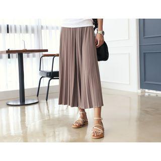 Banded-waist Pleated Wide-leg Pants
