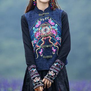 Embroidered Chinese Frog Button Vest