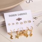 Set Of 6 Pairs: Earring 1 Pair - 53440 - Gold - One Size