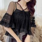 Bell-sleeve Cropped Lace Top