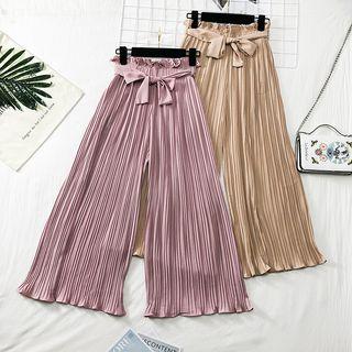 Paperbag High-waist Wide-leg Chiffon Pants