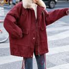 Fluffy Trim Fleece-lined Jacket