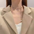 Faux Pearl Pendant Alloy Choker Gold - One Size
