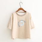 Windowpane Elbow-sleeve T-shirt