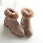 Furry Buckled Ankle Boots