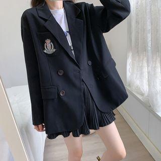 Logo Embroidered Double-breasted Blazer