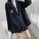 Logo Embroidered Double-breasted Blazer