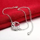 Classic Elegant Hollow Carved Red Cubic Zircon Anklet Silver - One Size