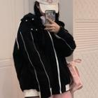 Contrast Trim Zip-up Hooded Jacket