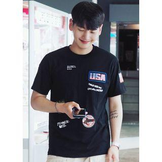 Short-sleeve Applique-accent T-shirt