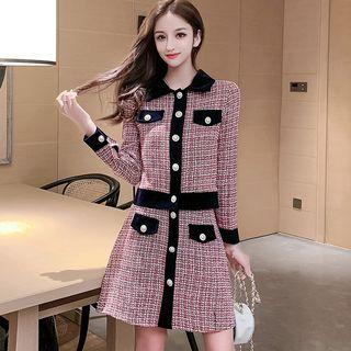 Set: Button Tweed Jacket + Mini A-line Skirt