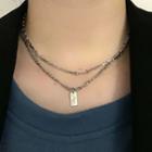 Tag Pendant Layered Stainless Steel Choker Silver - One Size