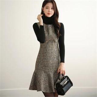 Tall Size Sleeveless Ruffle-hem Dress
