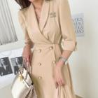 Shawl-collar Long Coatdress