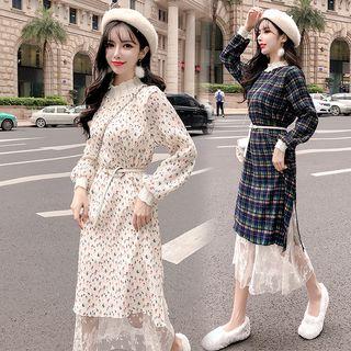 Print Mock Two-piece Midi Dress