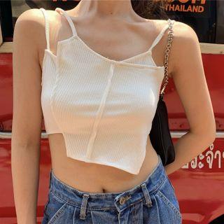 Paneled Ribbed Cropped Camisole Top