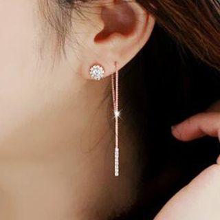 Set: Rhinestone Earring + Triangle Swing Earring + Threader Earring Earrings - Gold - One Size