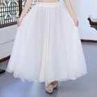 High Waist Maxi A-line Skirt White - One Size