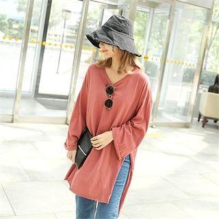 Dip-back Loose-fit Long T-shirt