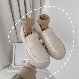 Quilted Faux Leather Fleece-lined Loafers