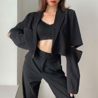 Detachable Sleeve Cropped Blazer