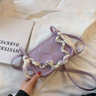 Faux Leather Heart Print Crossbody Bag