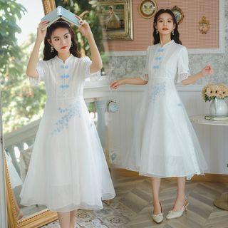 Short-sleeve Lace-trim Hanfu A-line Dress
