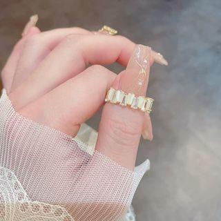 Faux Cat Eye Stone Alloy Open Ring Gold - One Size