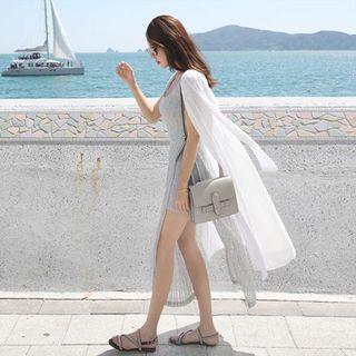 Open-front Chiffon Long Cardigan