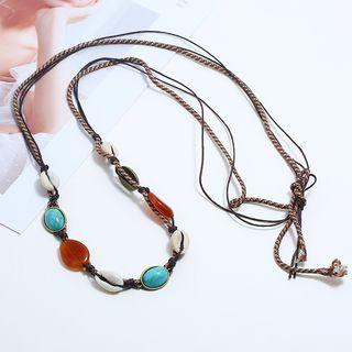 Shell & Gemstone Necklace Coffee - One Size