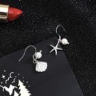 925 Sterling Shell & Faux Pearl Drop Earring 1 Pair - Es724 - Silver - One Size