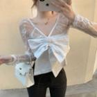 Bow Lace Blouse White - One Size