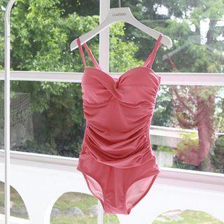 Sweetheart Ruched Swimsuit Pink - One Size