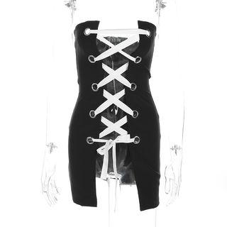 Crisscross Front Strapless Minidress