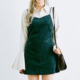Spaghetti-strap Corduroy A-line Mini Dress