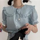 Plain Short-sleeve Blouse / Denim Mini A-line Skirt