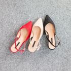 Pointy-toe Faux-suede Slingback Pumps