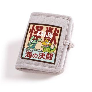 Canvas Monster Print Frog-button Wallet / Long Wallet