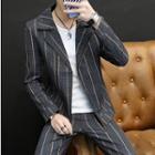 Set: Striped Zip Jacket + Cropped Straight Cut Pants