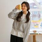 Cropped Zip-up Waffle Hoodie